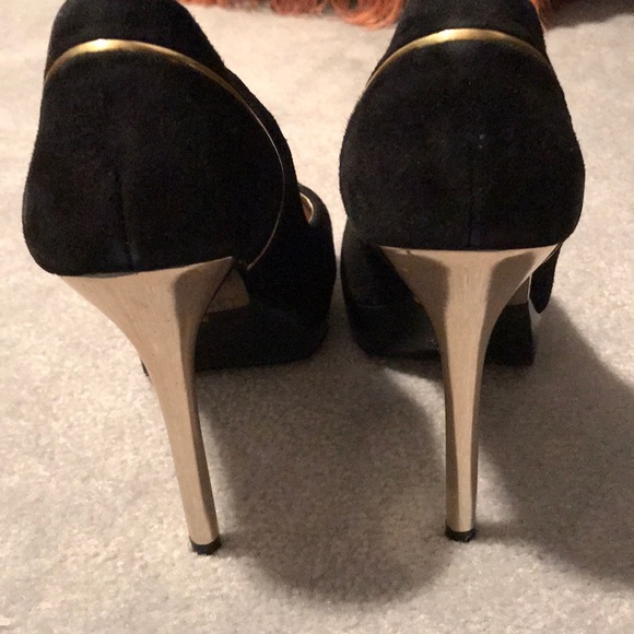 Michael Kors Black Suede Metallic Heels - Picture 2 of 2